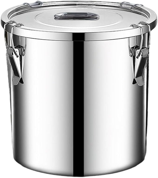 stainless steel food storage containers with lids lock clips airtight container large airtight for rice flour sugar grain coffee bean storage containers Kitchen jar (1.59gal/6L)