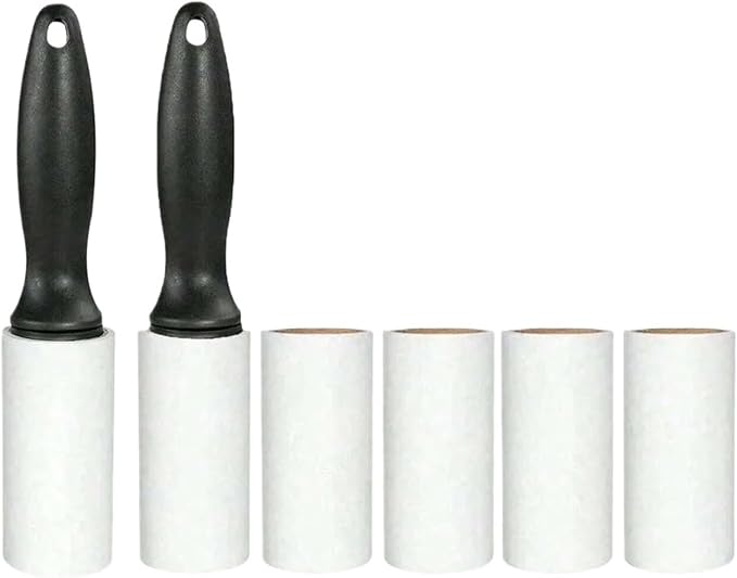 80/160 Sheets Sticky Lint Roller - Pet Hair Remover Set Includes 1 Handle and 2/4 Refills(2 Handles 6 Rollers)