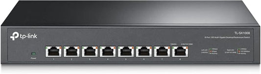 TP-Link TL-SX1008 | 8 Port 10G/Multi-Gig Unmanaged Ethernet Switch | Desktop/Rackmount | Plug & Play | Sturdy Metal Casing | Speed Auto-Negotiation, Free Expert Help