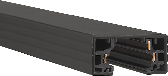 WAC Lighting H Track 2FT Single Circuit Field Cuttable 120V Track for H Style 3-Wire Track Fixtures with 2 Endcaps in Black