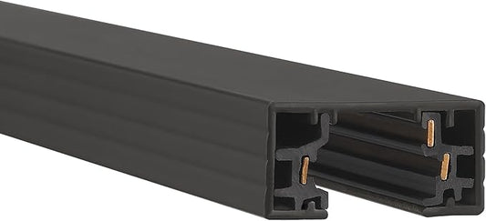 WAC Lighting H Track 2FT Single Circuit Field Cuttable 120V Track for H Style 3-Wire Track Fixtures with 2 Endcaps in Black