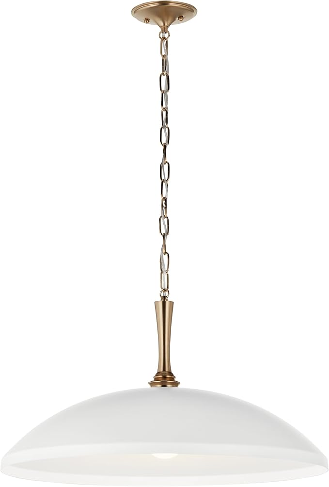 Kichler Delarosa 1-Light Pendant Light Fixture, Updated Traditional Hanging Lamp with White Shade and Champagne Bronze Hardware for Kitchen Island, Dining Room, or Hallway (12.75" x 24.25"), 52637WH
