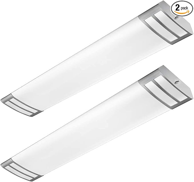 ANTLUX 4ft LED Flush Mount Linear Lights 40W 4500lm Kitchen Light Fixtures, 5000K, 4 Foot led Kitchen Ceiling Light fixtures for Living Room, Laundry, Replace for Fluorescent Version 2 Pack
