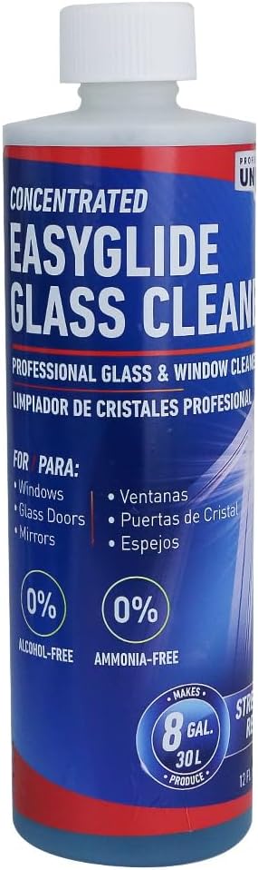 Unger Professional ストリークフリー EasyGlide ガラスクリーナー濃縮液、12オンス、アンモニアフリー、8ガロン分の溶液が作れる、着色窓、Low-E、フロントガラス、鏡に安全