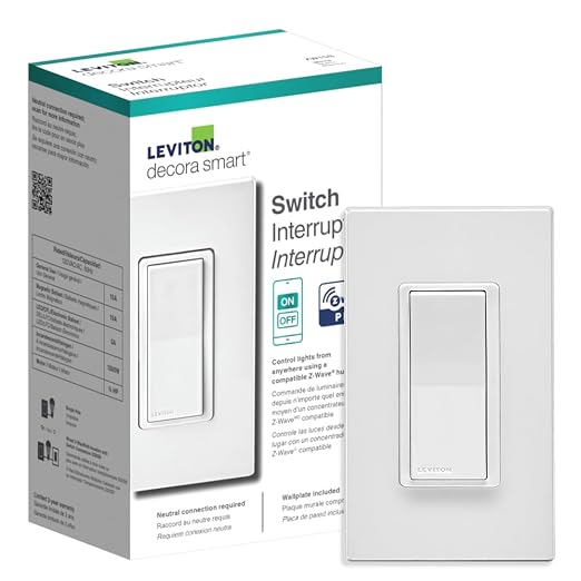 Leviton Decora Smart Switch Z-Wave 800 Series, ZW15S-1RW, White