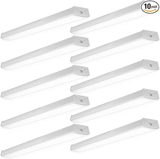 Sunco 10 Pack LED Garage Ceiling Lights Wraparound Fixture 4FT,Linkable Shop Light, 3500 LM, 40W=300W, 6000K Daylight Deluxe, Hardwired, Surface Mount, Utility Workshop Light ETL.