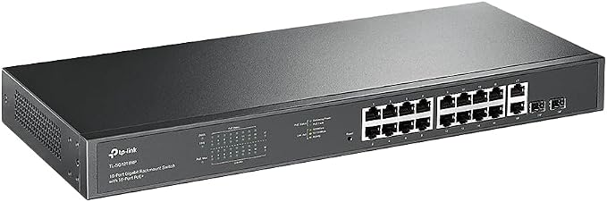 TP-Link TL-SG1218MP 16 Port Gigabit PoE Switch 16 PoE+ Ports @250W, w/ 2 Uplink Gigabit Ports + 2 Combo SFP Slots Plug & Play Sturdy Metal Rack-mountable