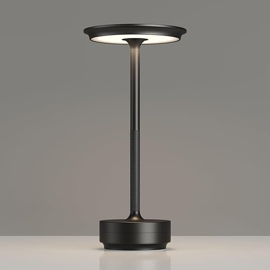 TBBGA 1 Pack Cordless Rechargeable Table Lamps, Portable 5000mAh Restaurant Table Lamp, 3 Color Stepless Dimming LED Table Light with Memory Function, for Outdoor/Dinner/Patio/Camping.(Black)