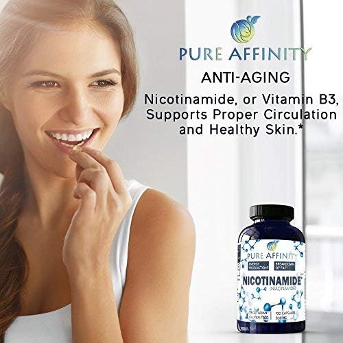 200 capsules ! B3 Nicotinamide 500 mg de niacine efficace sans rougeur. Stimulant énergétique, régénérateur cellulaire, soutient le déclin cognitif, anti-âge et aide à décomposer les glucides et les graisses (200 unités)