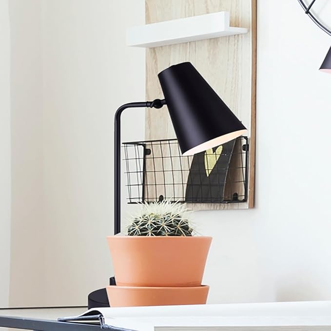 ORLI 1 Light Table Lamp Matte Black Finish Modern Minimalist Design On/Off Switch on Socket for Desk Bedroom or Living Room