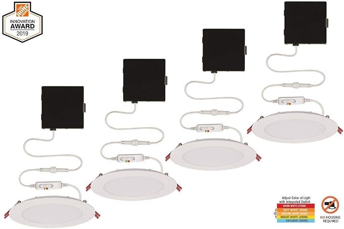 Ultra Slim 6 in. Color Selectable New Construction and Remodel Canless Recessed Integrated LED Kit (4-Pack)