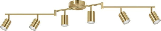 AUQUEE 6 Light Track Lighting Fixtures Ceiling, Gold Kichen Track Lighting Fixtures with Rotatable Light Heads, Foldable Lamp Arms, Modern LED Track Lights for Kitchen/Hallway, No GU10 Bulb