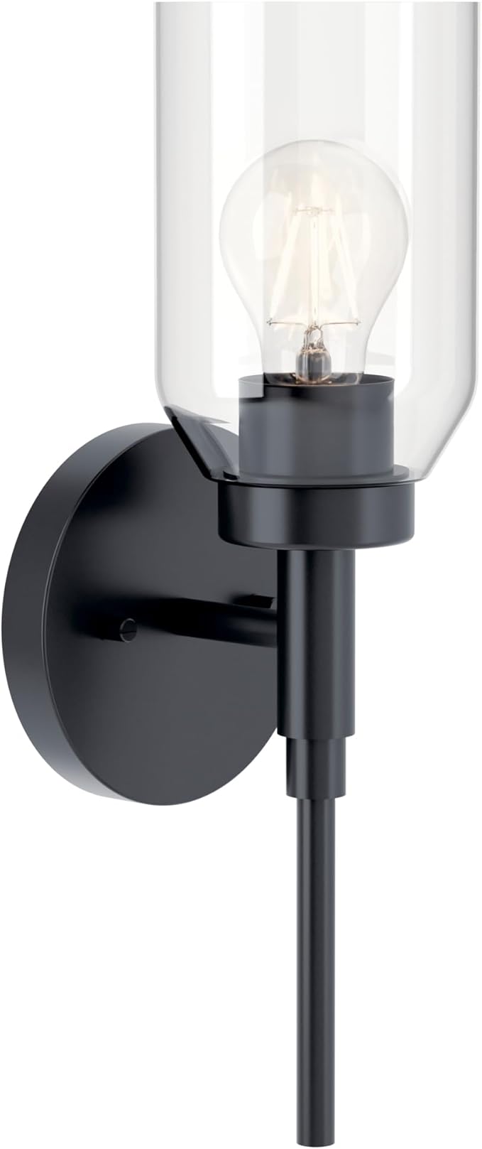 Kichler Madden 2-Light Bathroom Vanity Light Fixture with Clear Glass in Black, Modern Wall Mount Over Mirror for Single or Double Vanity (10.5" x 14.25"), 55184BK