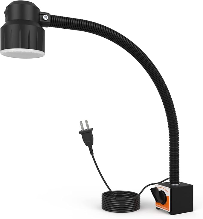 35LEDs Magnetic Light, 1200 Lumen 120v Flexible Gooseneck Work Light with Adiustable Magnetic Base for Lathe CNC Milling Drill Press Sewing Machine Industrial Lighting, 12W