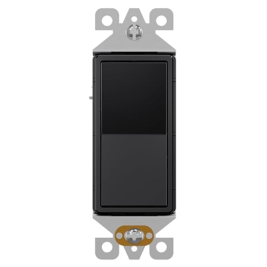 AIDA 1 Pack Single Pole Rocker Decora Light Switch, 15 Amp Self-grounding Electrical Light Switches, Residential Grade, UL Listed, Glossy Black