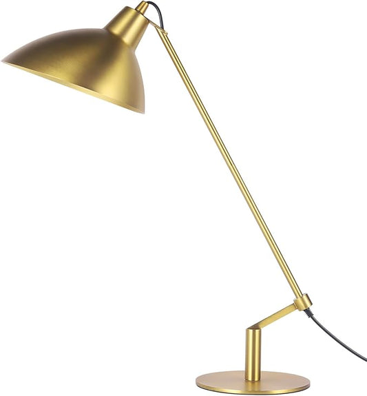 Desk Lamp Modern Industrial 100% Metal Adjustable Table Lamp 24", Natural Light (4000K) with Dimmer, Ideal for Office Bedroom Study Room Living Room Nightstand Bedside Lamps Brass