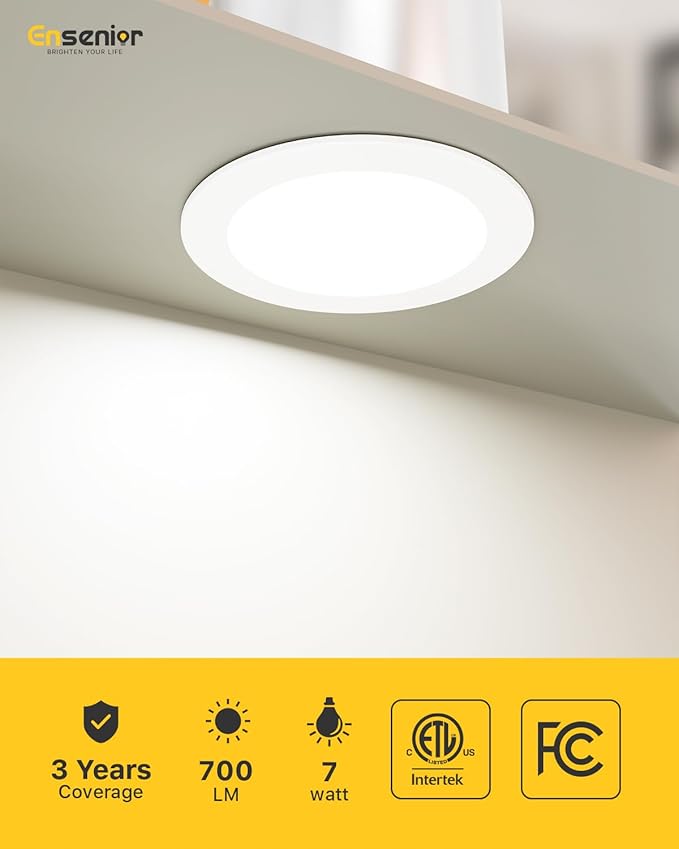 Ensenior 4 Inch LED Can Lights 4 Pack, Dimmable Retrofit Led Recessed Lighting, 5CCT Adjustable Color Temperature (2700K-5000K), 7W=77W 700LM, IC & Damp Rated, ETL&FCC Certified