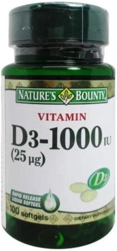 Nature's Bounty Vitamine D3 1000 UI Soutien Immunitaire, 120 Gélules (Lot de 1)