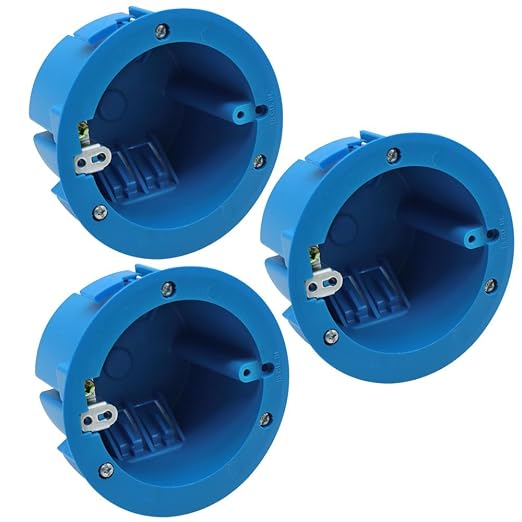 Ceiling Light Junction Box,4" Junction Box Round Electrical Box with Adjustable Tabs,Ground Lug and Living Hinges,18 Cubic Inches,1-Gang(Pack of 3)