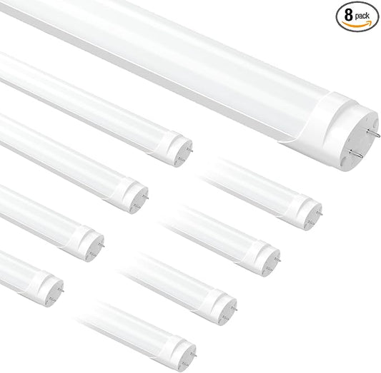 8-Pack Fluorescent Light Bulbs 48 Inch, T8 LED Bulbs 4 Foot Type A+B, 24W 3200LM 5000K Daylight, F32T8 or F40T12 LED 4FT Replacement, Plug and Play or Ballast Bypass, Double or Single End Powered