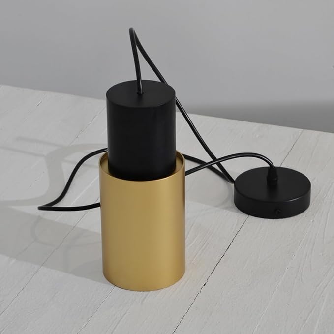 DUHU Gold Pendant Light,Modern Black Kitchen Island Light,Vintage Wood Hanging Lamp,Height Adjustable,Pendant Light Fixture for Nightstand Bedroom,Dining Room,Office,Cafe,Bars Light,E26,1pack