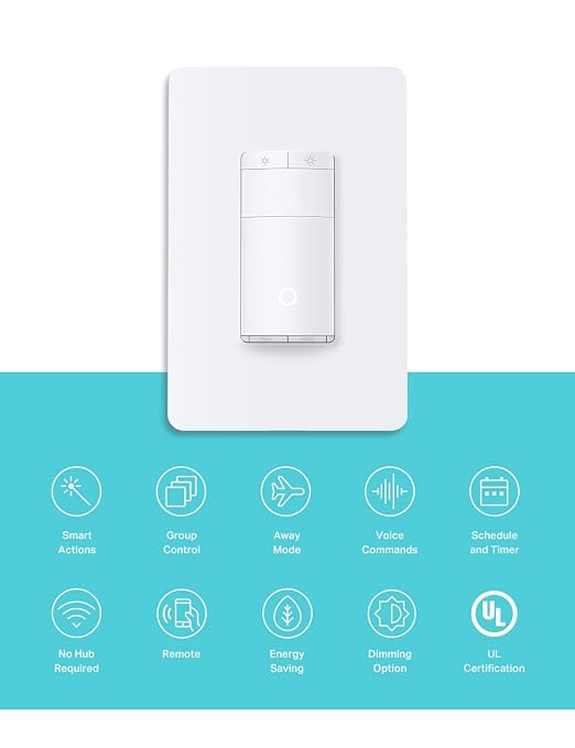 Kasa Smart Motion Sensor Switch, Dimmer Light Switch, Single Pole, Needs Neutral Wire, 2.4GHz Wi-Fi, Compatible with Alexa & Google Assistant, UL Certified, No Hub Required(ES20MP2) White 2-Pack