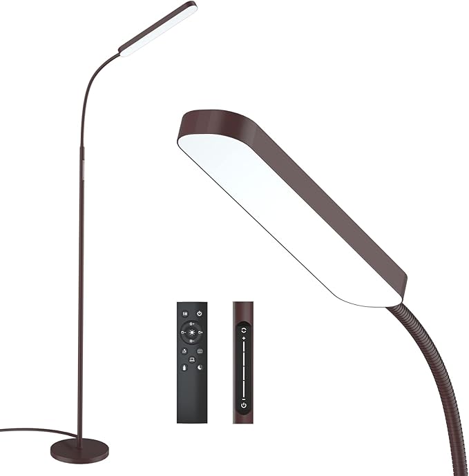 Wio-Mio Led Floor Lamps with 15w/1000lm Bright LED Floor Lamp with Stepless Adjustable 3000K-6000K Colors and Dimmer, Remote and Touch Control Reading Lamp, Adjustable Floor Lamp for Living Room