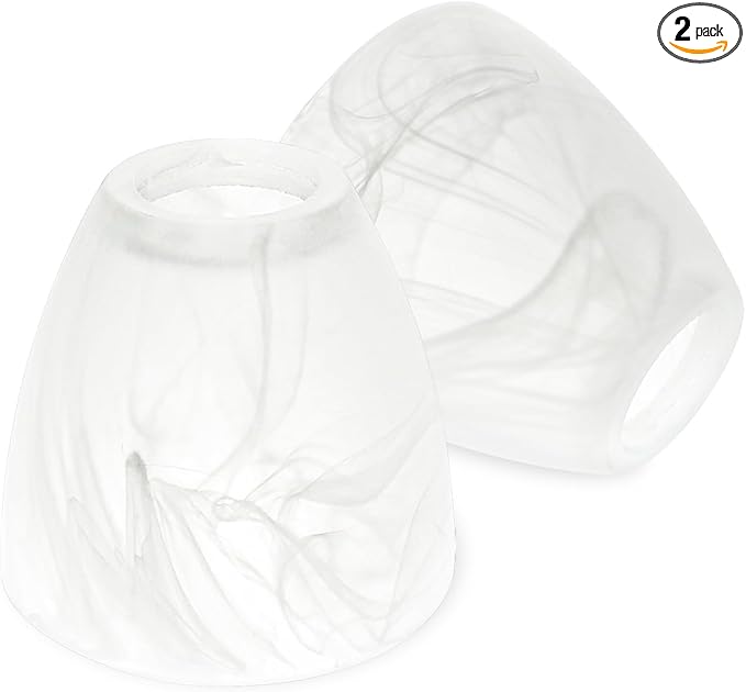 HiBay 2-Light Lampshades, Cracks White Bell Glass Shades, Lighting Fixture Accessory Lampshade Cover Replacement, Fit for E12 Base Pendant Lights Table lamp Sconce Chandeliers