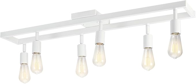 Globe Electric 64000095 36" 6-Light Track Lighting, Matte White, Pivot Sockets, Ceiling Lamp for Bedroom, Kitchen, Hallway, Bathroom, Den, Dining Room, Home Décor