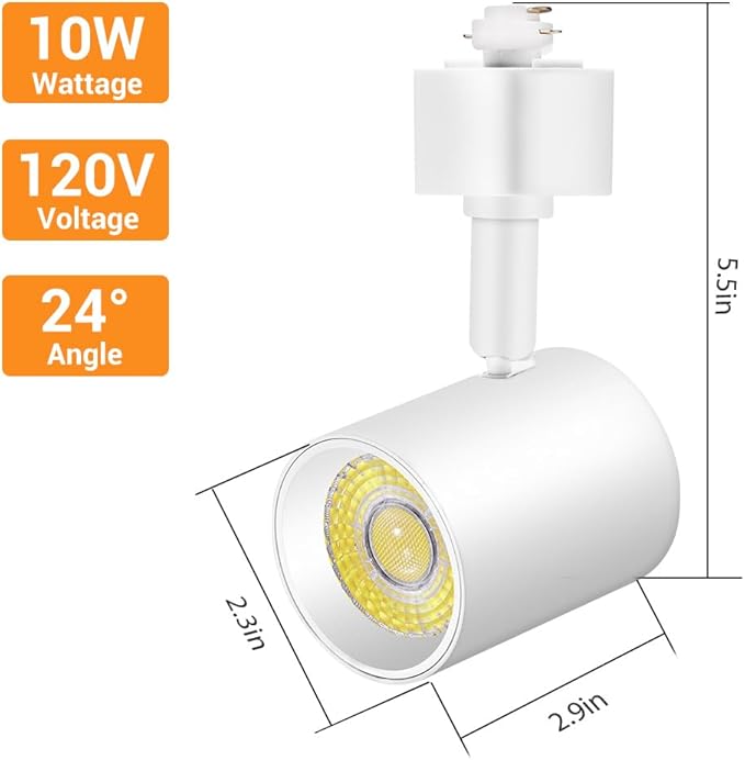 VANoopee 12 Pack 5-Color LED Track Lighting Heads H Type Track Light Heads Dimmable, 2000K 3000K 4000K 5000K 6000K Adjustable, Flicker Free CRI90+ 24° 10W 800lm, White