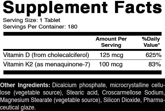 Oxify MK-7 Vitamine K2 100 mcg | 180 Comprimés | Sans Gluten, Sans OGM | Supplément Fabriqué aux États-Unis