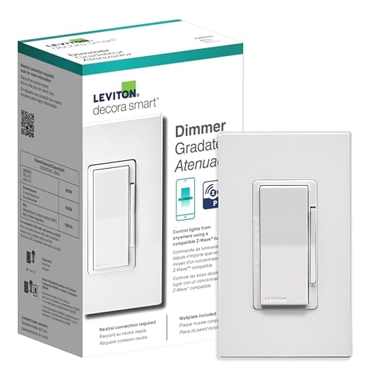 Leviton Decora Smart Dimmer Z-Wave 800 Series, ZW6HD-1RW, White