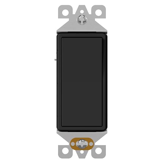 AIDA 1 Pack 3 Way Rocker Decora Light Switch, 15 Amp Self-grounding Electrical Light Switches, Residential Grade, UL Listed, Matte Black