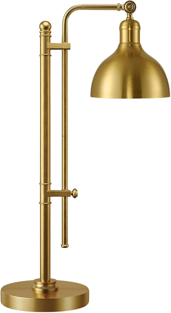 PARTPHONER Industrial Adjustable Desk Lamp for Home Office, Farmhouse Table lamp 29''-38'', Rustic Metal Task Desk Lamp in Brushed Gold Finish, Vintage Reading Lamp for Study Room，Gold