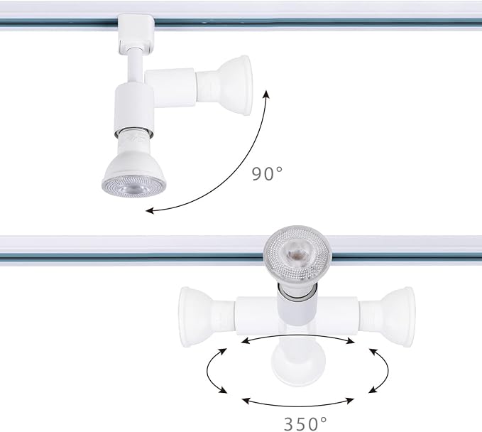 mirrea H Type Track Lighting Head to E26 Medium Screw Base Adapter Light Direction Adjustable Pack of 6 (White)