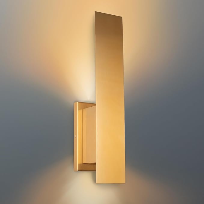 Edwarmlux Indoor Wall Sconces, Modern Wall Lights, Up and Down Wall Mount Light, Dimmable Hardwired Wall Light for Bedroom, Living Room, Hallway, GU10 Bulbs Excluded (Brushed Gold)