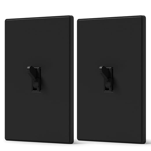 AIDA Digital Toggle Dimmer Switch for Dimmable LED, CFL & Incandescent Bulbs, Single Pole/3-Way, Screwless Wall Plate Included, UL Listed, No Neutral Wire Needed, Black, (2 Pack)
