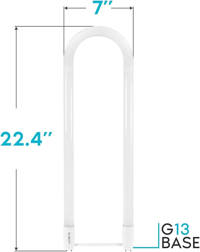 LUXRITE U Bend LED Tube Light, T8 T12, 18W (32W Equivalent), 3000K Soft White, 2000 Lumens, Fluorescent Light Tube Replacement, Direct or Ballast Bypass, DLC and ETL Listed, G13 Base (6 Pack)