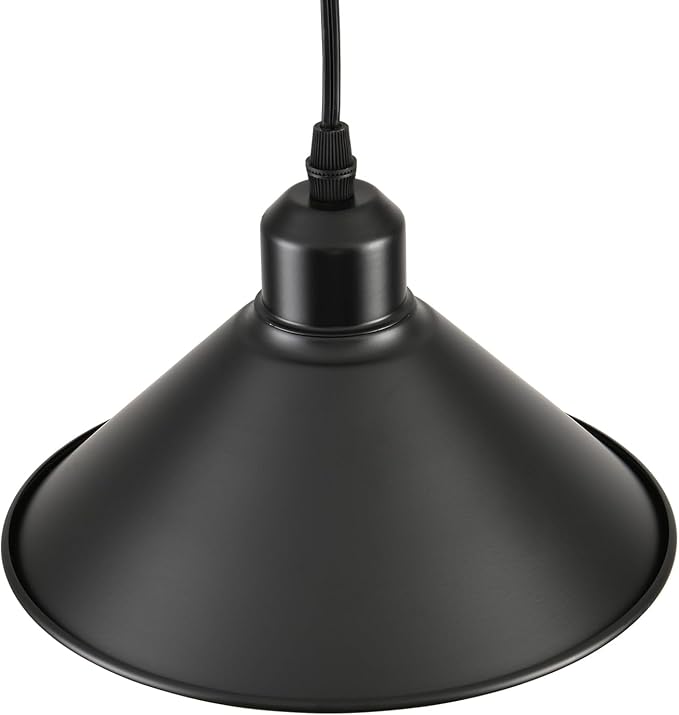 Black Plug in Pendant Light, 2 Pack Industrial Hanging Lamp Black Vintage Pendant Lighting Fixtures with 15ft Cord On/Off Switch for Kitchen Island Dinning Hall Bedroom