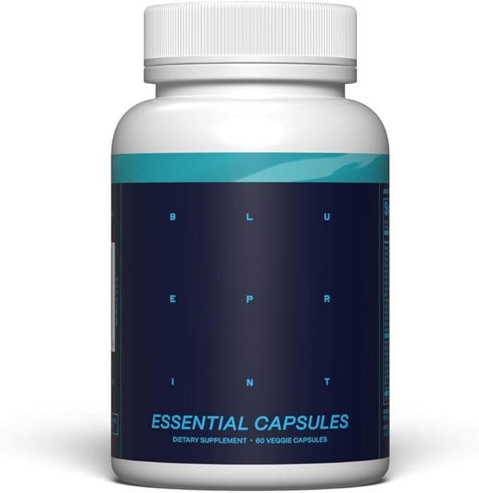 Blueprint Bryan Johnson Essential Capsules - Multivitamines/Multiminéraux Quotidiens pour Femmes et Hommes - Supplément Antioxydant avec Calcium, Vitamine B1, Vitamine D et Zinc - Végan et Sans OGM (30 Portions)