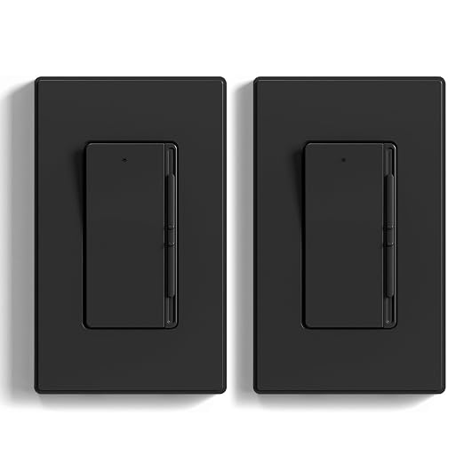 ELEGRP Digital Slide Dimmer Light Switch, Dimmer Switch with Decorative Frameless Design Wallplate for LED/CFL, Incandescent,Halogen Bulbs, Single Pole/3-Way, UL Listed, 2 Pack, Matte Black