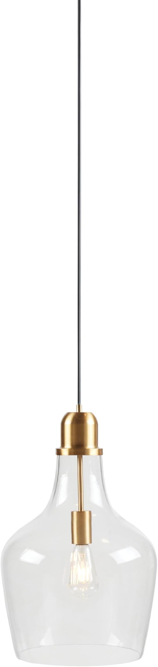 Ink+Ivy Auburn Pendant Kitchen Lighting for Dining Room, Industrial Lights, Hand-Blown Glass Bell Shaped Pendant Light for Kitchen Island, Foyer, Bedroom, 13" Dia x 95.5" H, Gold/Clear