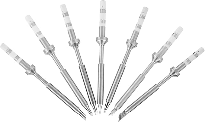 Soldering Iron Tips TS100, 7pcs Mini Stainless Steel Replacement Tips for Electric Pen Solder Station Mechanic Welding Tool Combo