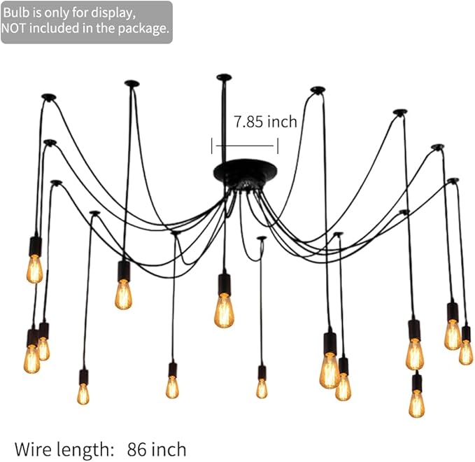 Spider Light Chandelier Spider Pendant Light Fixture Edison Chandelier 14 arms Vintage Industrial Steampunk Hanging Ceiling Multi DIY