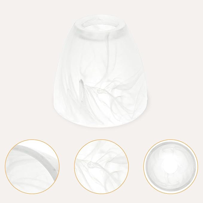 HiBay 2-Light Lampshades, Cracks White Bell Glass Shades, Lighting Fixture Accessory Lampshade Cover Replacement, Fit for E12 Base Pendant Lights Table lamp Sconce Chandeliers