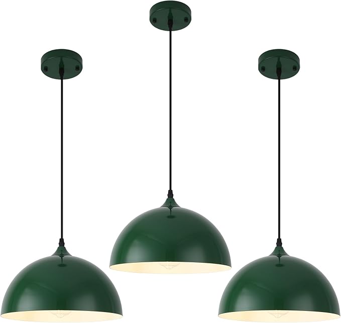 Green Pendant Lights, Dome Island Lights for Kitchen, Modern Pendant Lighting Over Kitchen Island, Pendant Light Fixtures for Dining Room, Living Room, Bar, Foyer, Sink