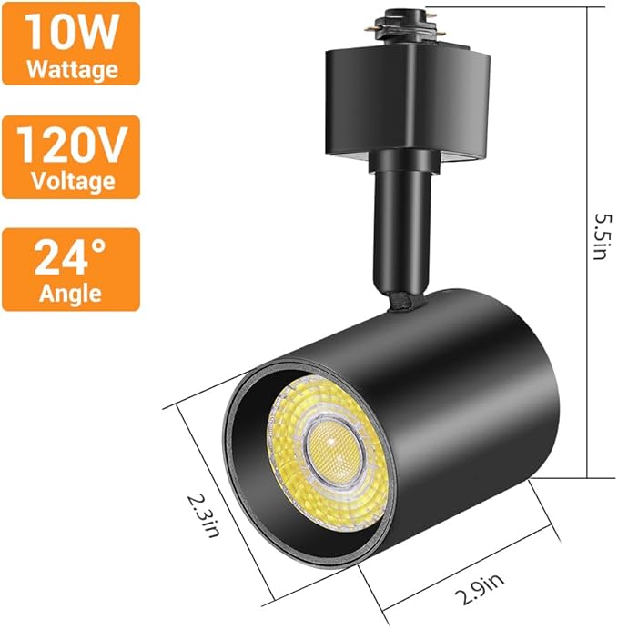 VANoopee 5-Color LED Track Lighting Heads H Type Track Light Heads Dimmable Bright Rail Ceiling Spotlight Fixtures Accent Art Task, 2000K-6000K, Flicker Free CRI90+ 24° 10W 800lm, Matte Black, 6 Pack