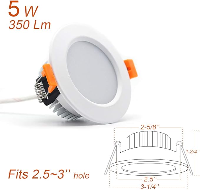 2.5 inch Dimmable LED Recessed Lighting, 5W Retrofit Downlight, 4000K Natural White, CRI 80 with LED Driver, as AC 110V Ceiling Light Fixture for Living Room, Kitchen, Bedroom, Hallway, 4 Pack