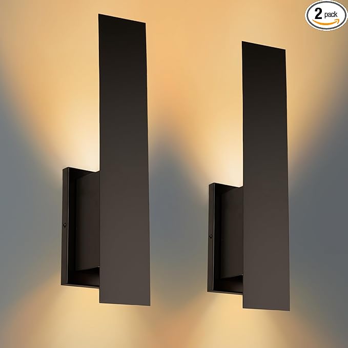Edwarmlux Indoor Wall Sconces, Modern Wall Lights, Up and Down Wall Mount Light, Dimmable Hardwired Wall Light for Bedroom, Living Room, Hallway, GU10 Bulbs Excluded, 2 Pack (Matt Black)