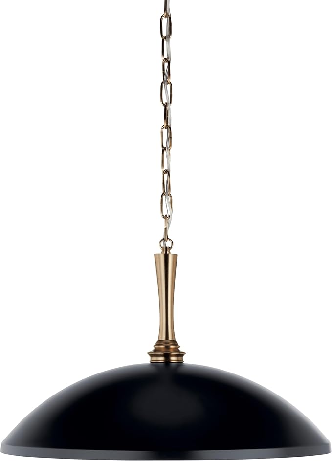 Kichler Delarosa 1-Light Pendant Light Fixture, Updated Traditional Hanging Light with Black Shade and Champagne Bronze Hardware for Kitchen Island, Dining Room, Hallway (12.75" x 20.25"), 52638BK